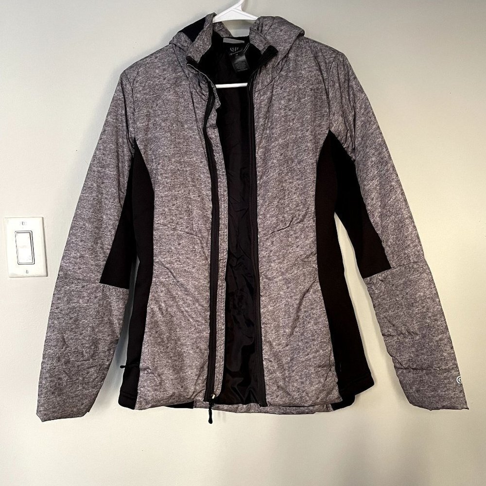 Champion purple black winter coat comfortable casual full zip hood warm jacket